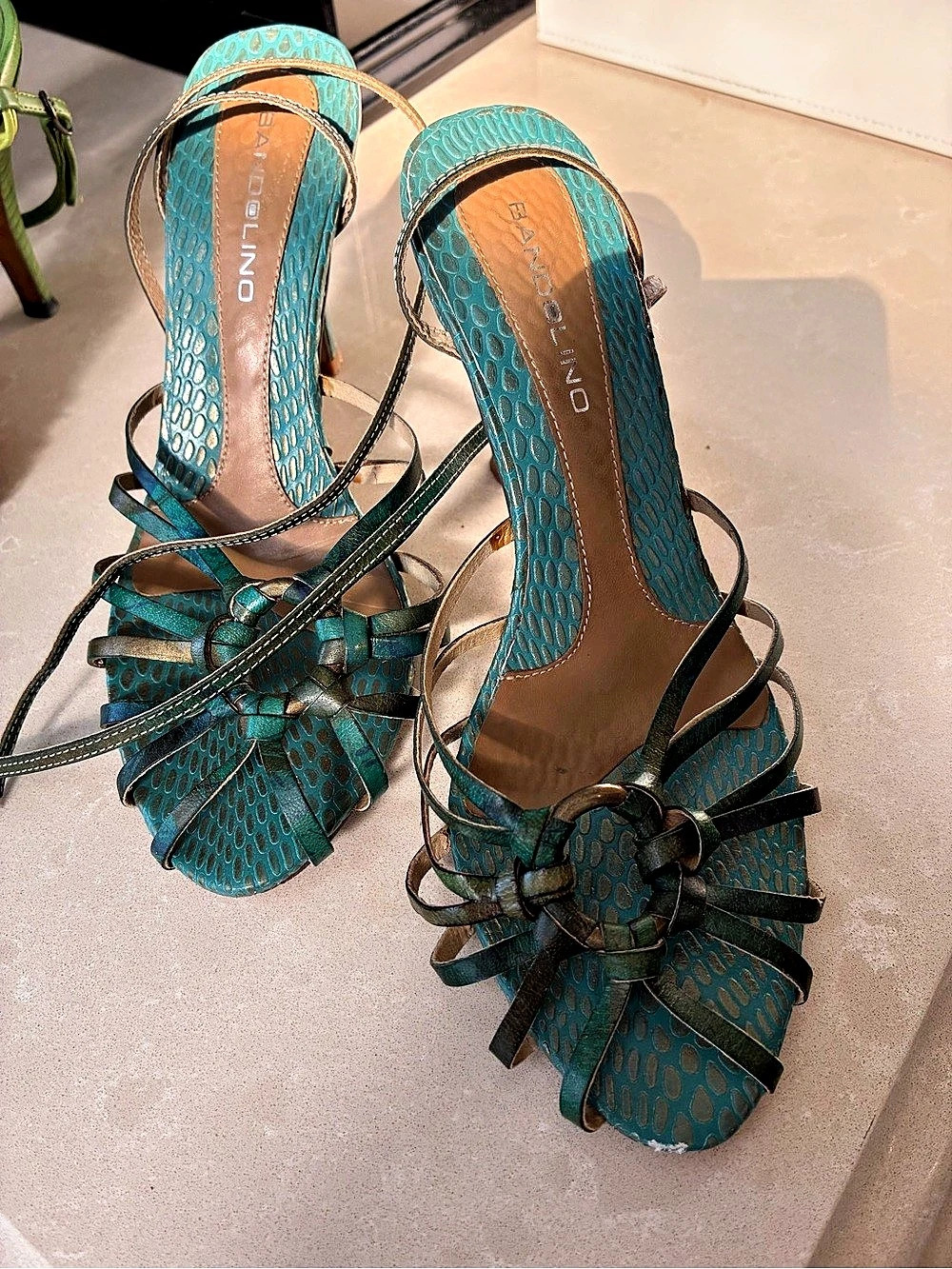 ANTONIO MELANI Strappy Heels in Blue & Green US 9